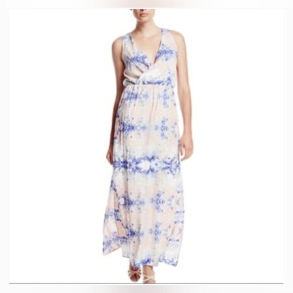 W118 By Walter Baker Dress Women 6 Water Color Tie Dye Sleeveless Slit Maxi - Picture 1 of 10